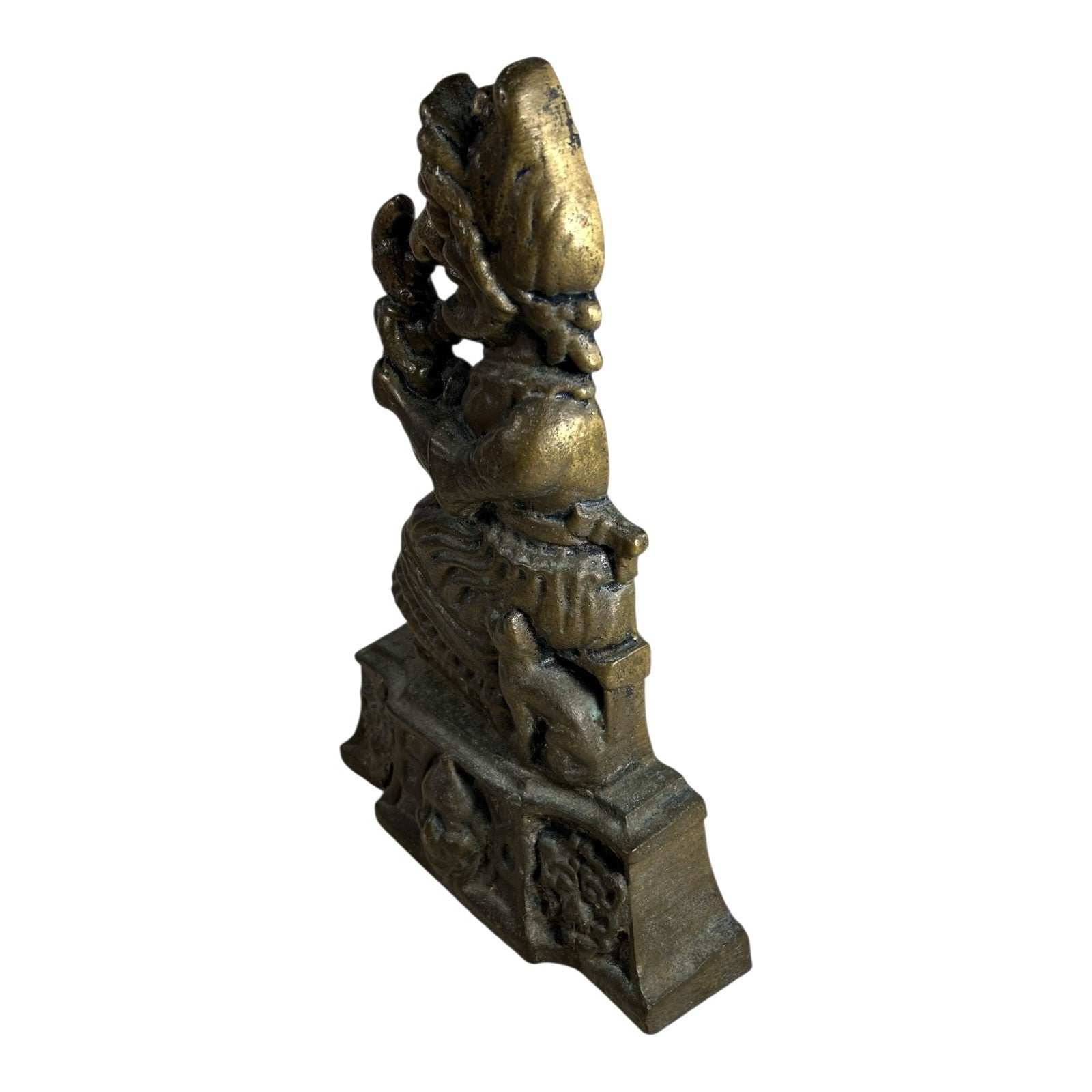 Antique Solid Brass Punch & Judy Doorstop - Judy