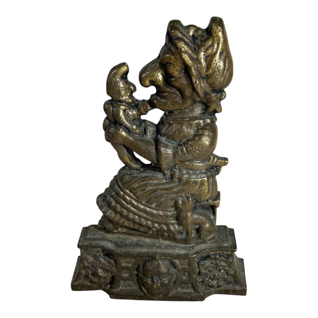 Antique Solid Brass Punch & Judy Doorstop - Judy