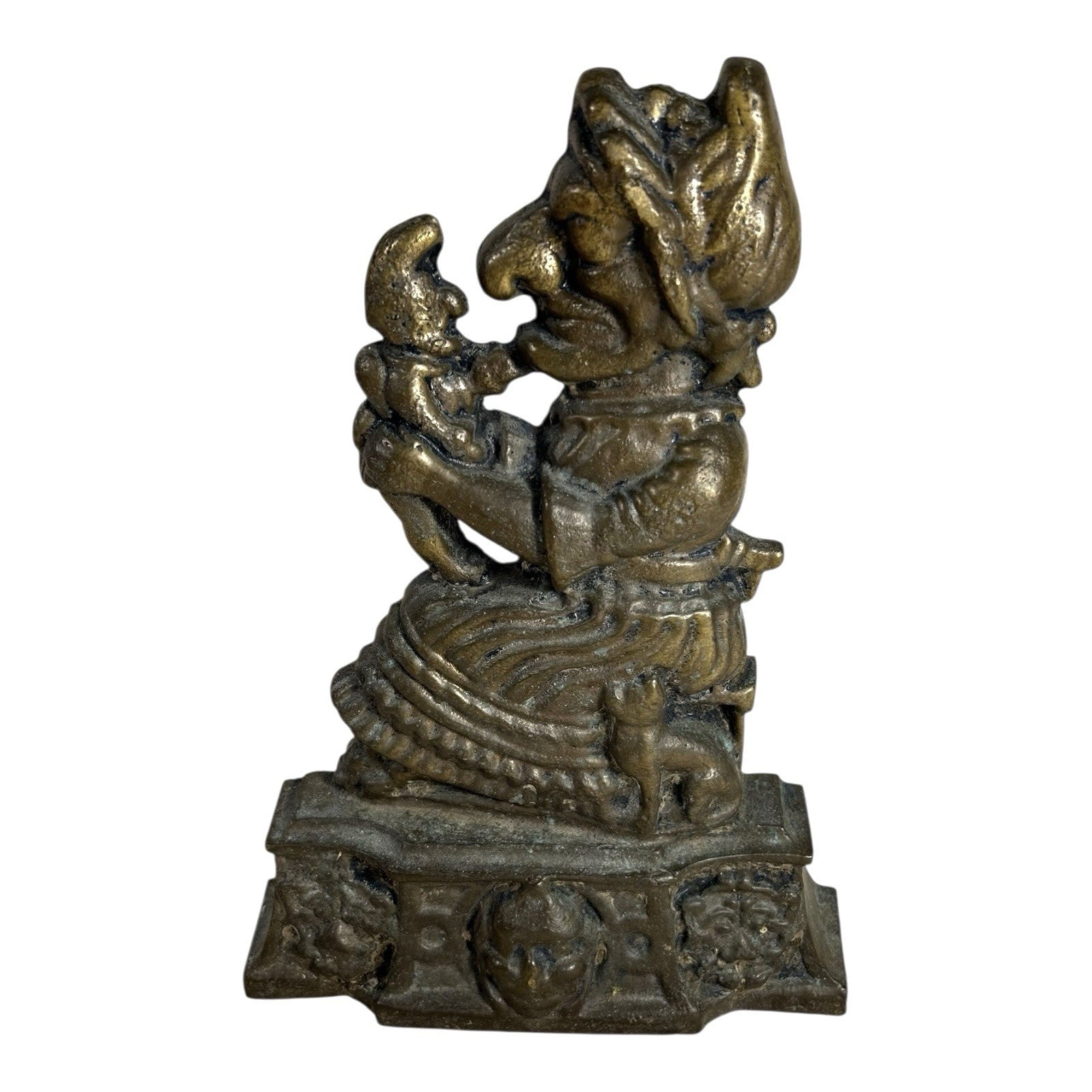 Antique Solid Brass Punch & Judy Doorstop - Judy