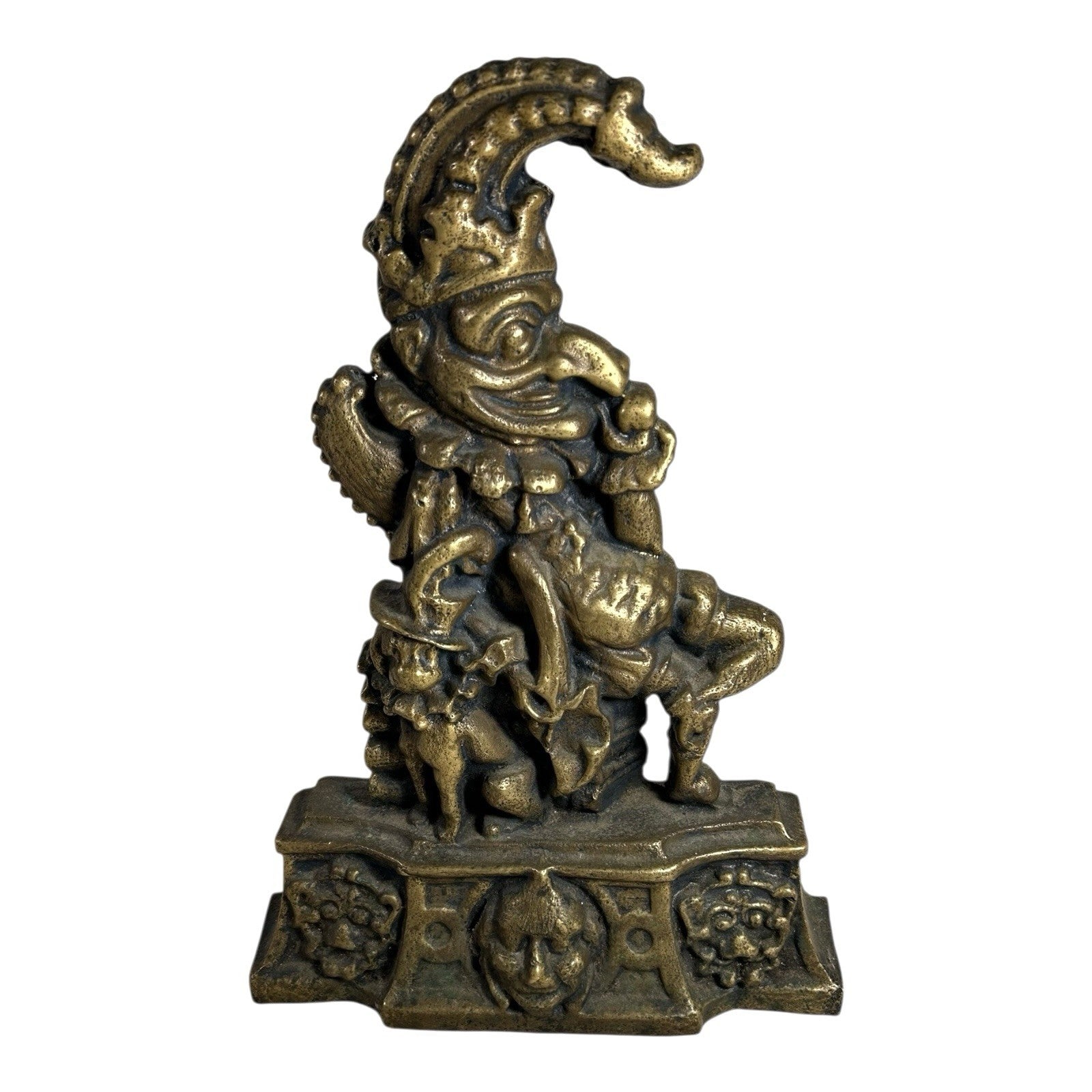 Antique Solid Brass Punch & Judy Doorstop - Punch and Toby