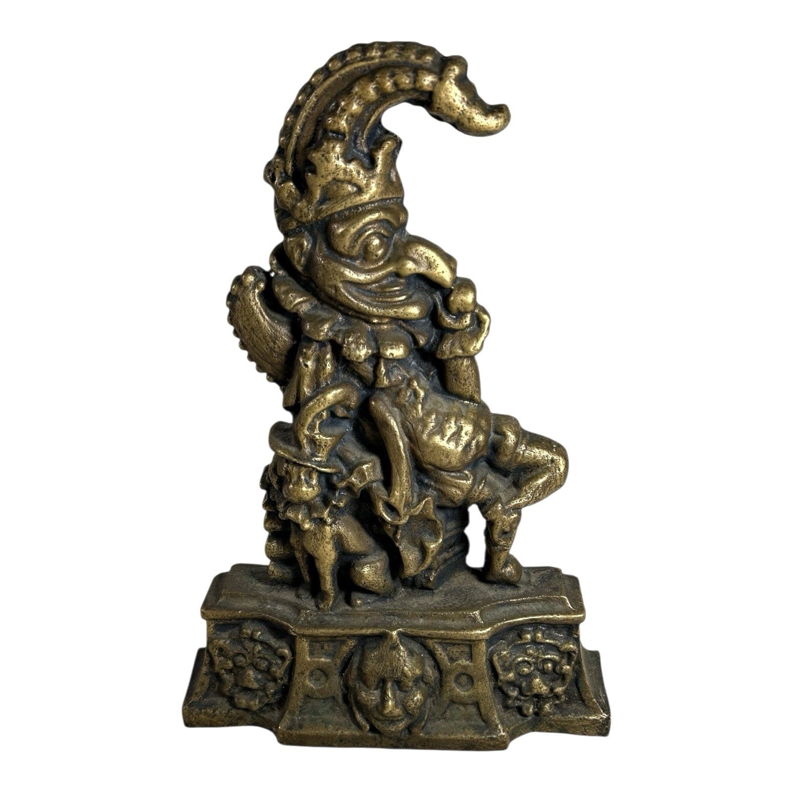 Antique Solid Brass Punch & Judy Doorstop - Punch and Toby
