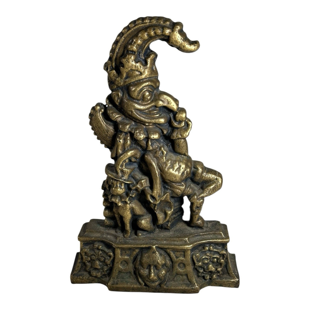 Antique Solid Brass Punch & Judy Doorstop - Punch and Toby