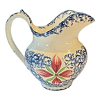 Antique Staffordshire Blue Spatterware Spongeware Creamer - Floral Design