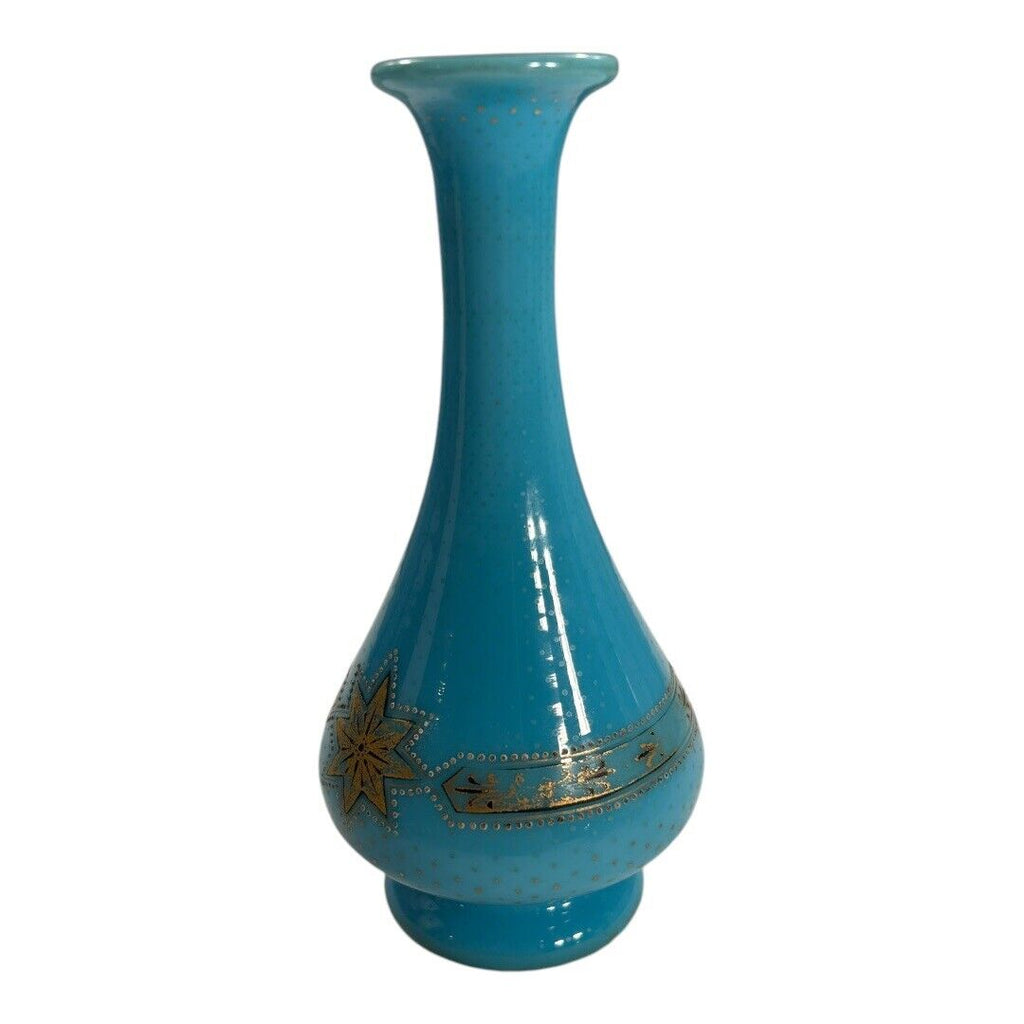 Antique French Gold Gilt Blue Opaline Glass Vase