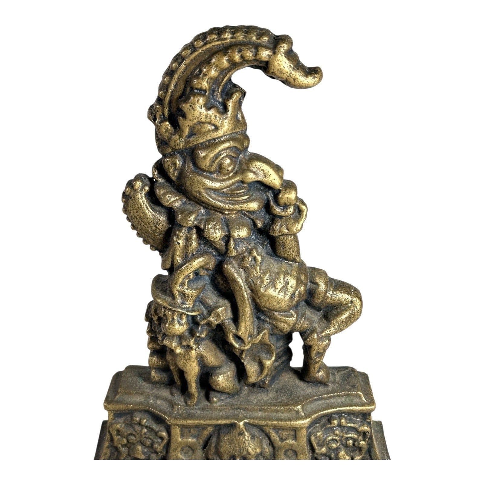 Antique Solid Brass Punch & Judy Doorstop - Punch and Toby