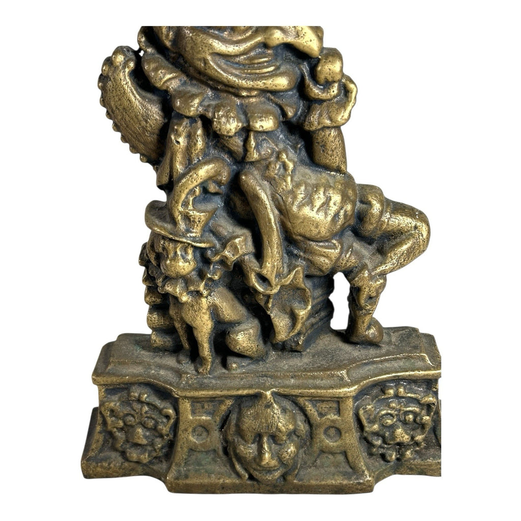Antique Solid Brass Punch & Judy Doorstop - Punch and Toby