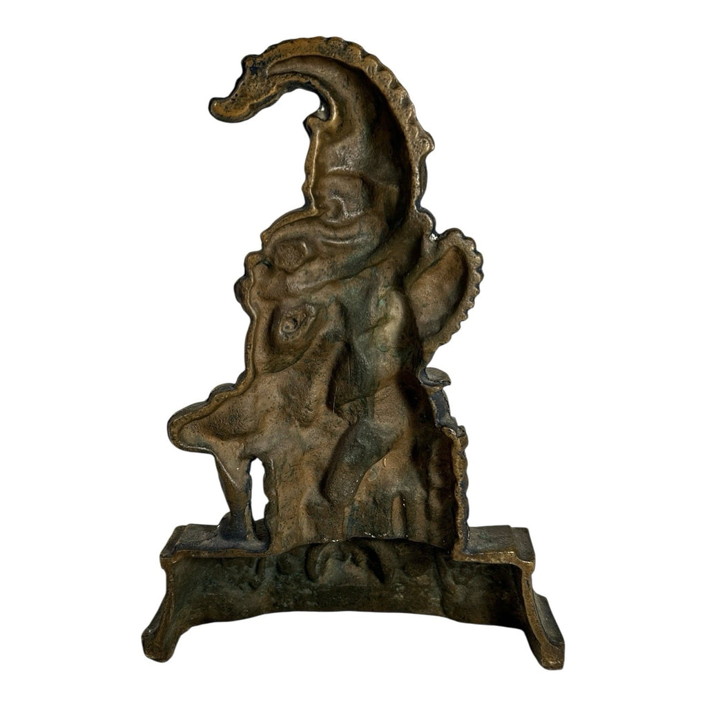 Antique Solid Brass Punch & Judy Doorstop - Punch and Toby