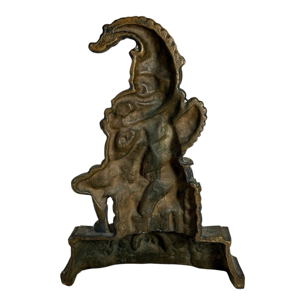 Antique Solid Brass Punch & Judy Doorstop - Punch and Toby
