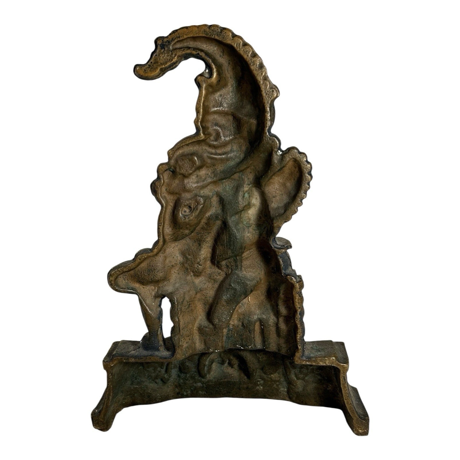 Antique Solid Brass Punch & Judy Doorstop - Punch and Toby