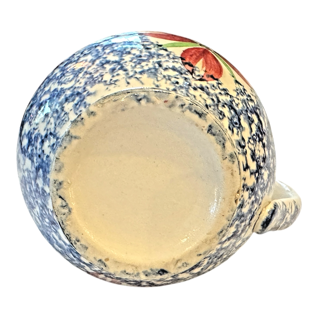 Antique Staffordshire Blue Spatterware Spongeware Creamer - Floral Design