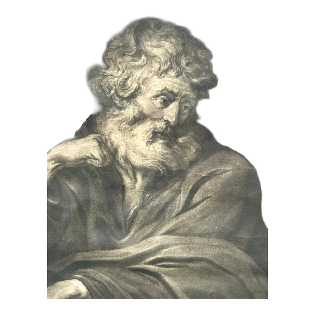Antique 18th Century Van Dyck Pinx Religious Christian Portrait Print of St Paul