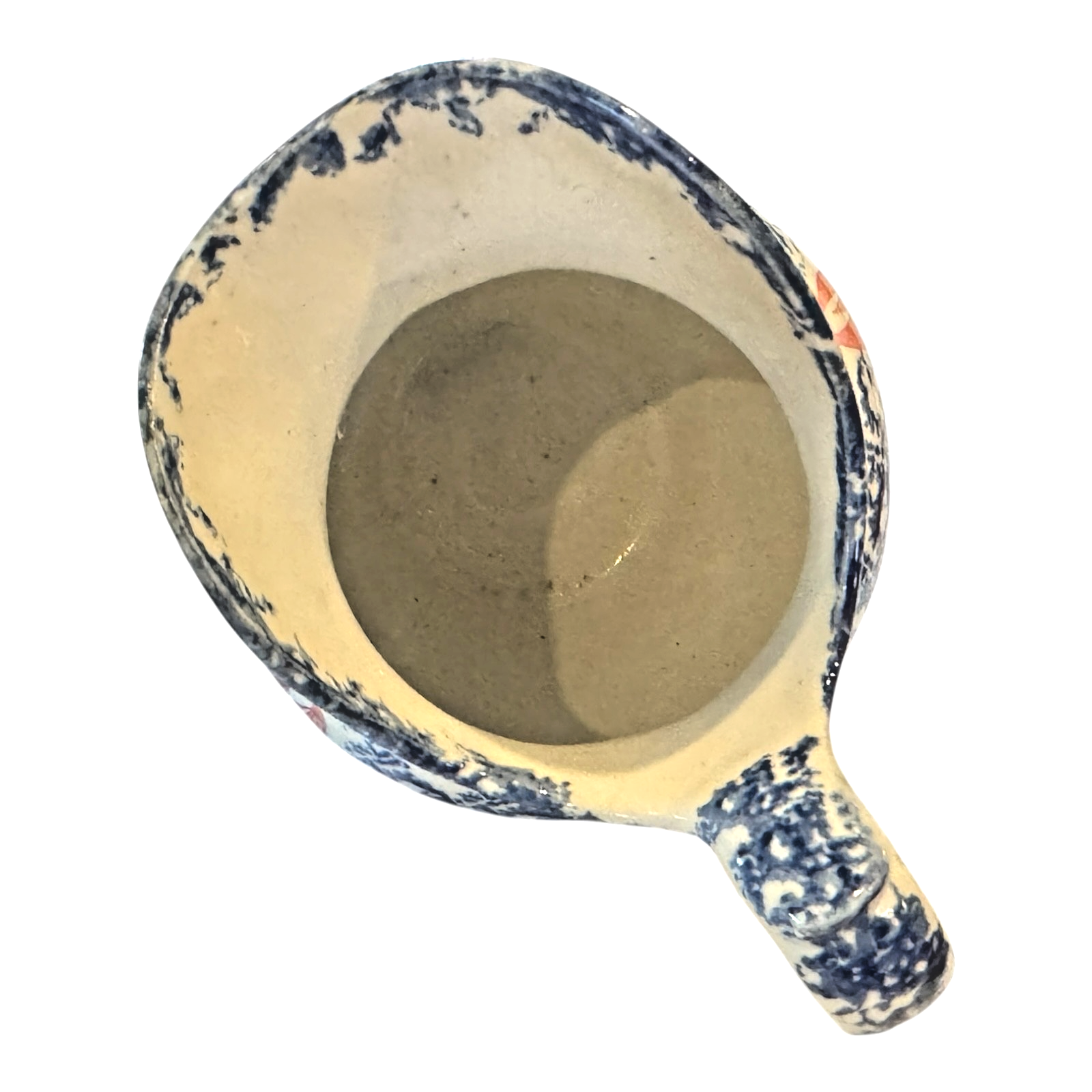 Antique Staffordshire Blue Spatterware Spongeware Creamer - Floral Design