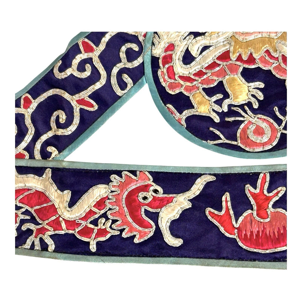 Antique Chinese Hand Embroidered Qing Dynasty Silk Dragon Themed Child's Robe