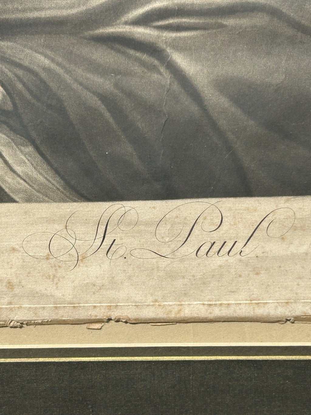 Antique 18th Century Van Dyck Pinx Religious Christian Portrait Print of St Paul