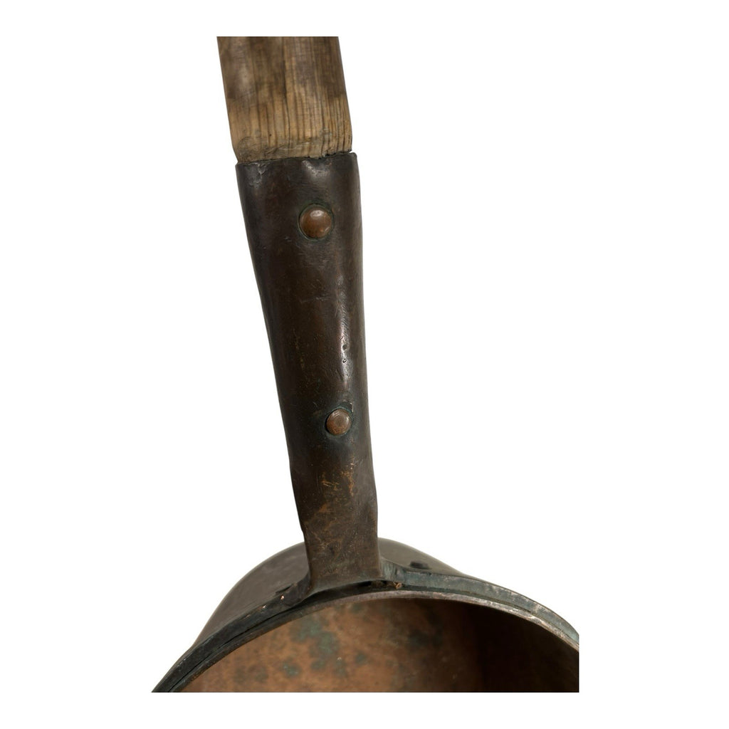 Antique Heavy French Copper Cooking Pot with Wood Handle