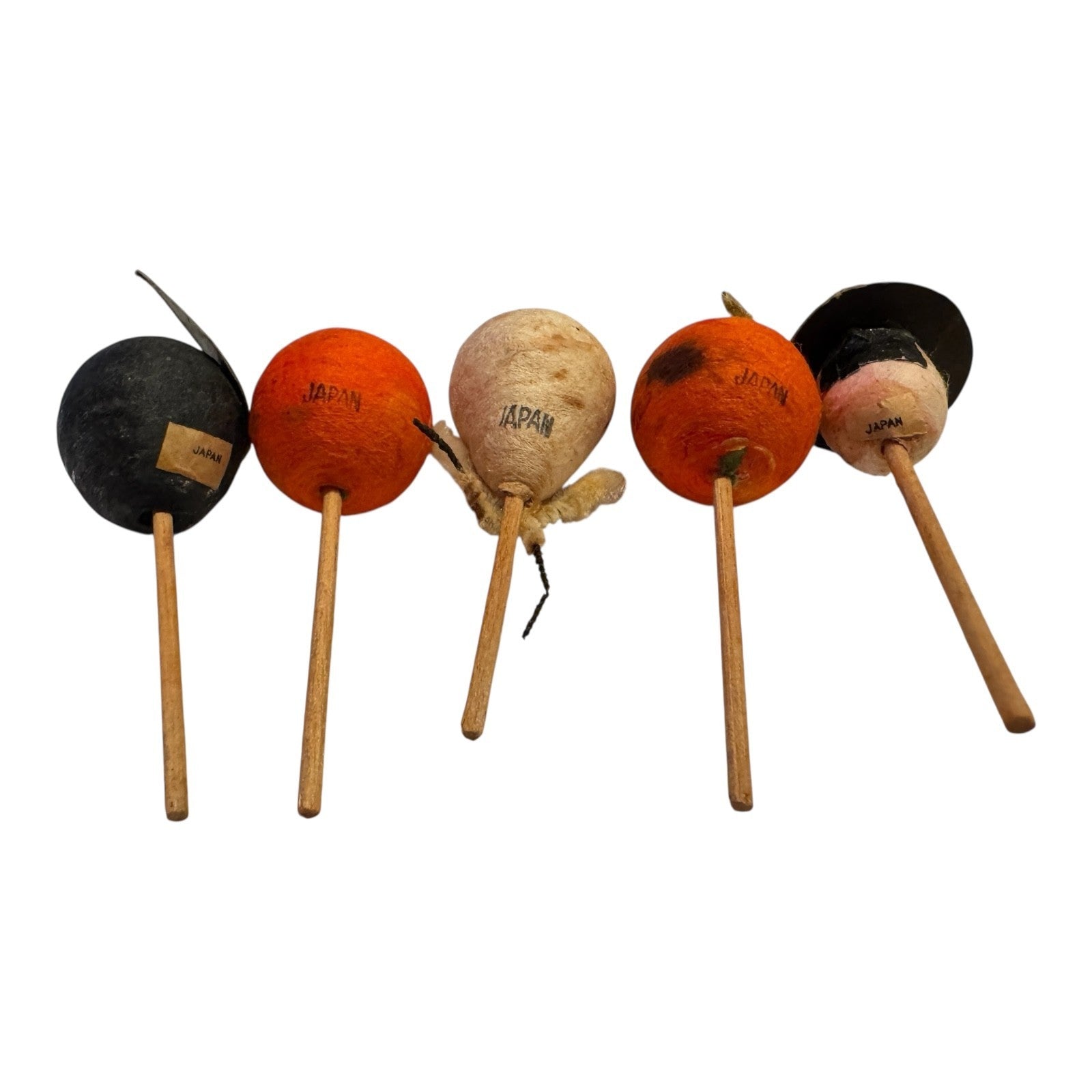 Vintage Japan Spun Cotton Halloween Cupcake Picks (Set of 8)