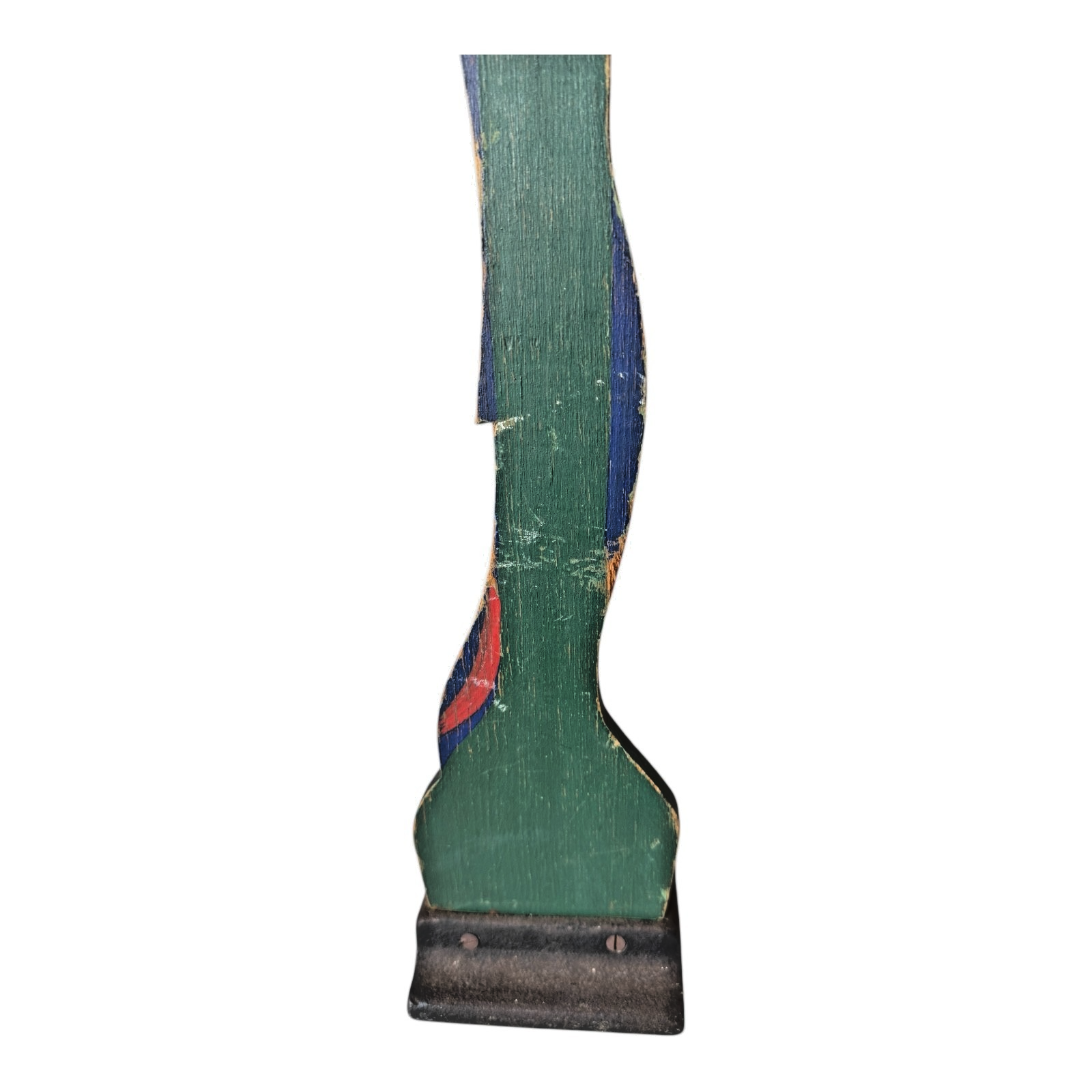 Antique Tall Stop-U-Door Hand Painted Wooden Parrot Doorstop with Cast Iron Base