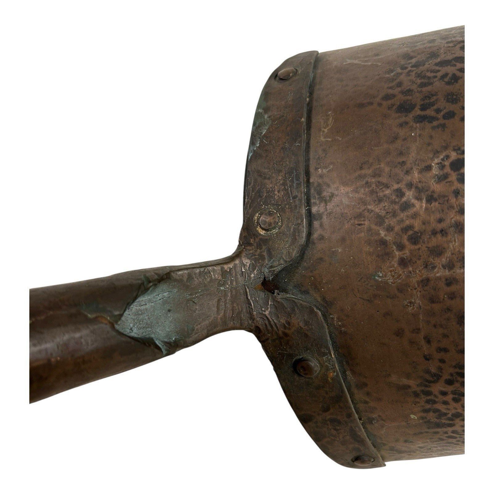 Antique Heavy French Copper Cooking Pot with Wood Handle