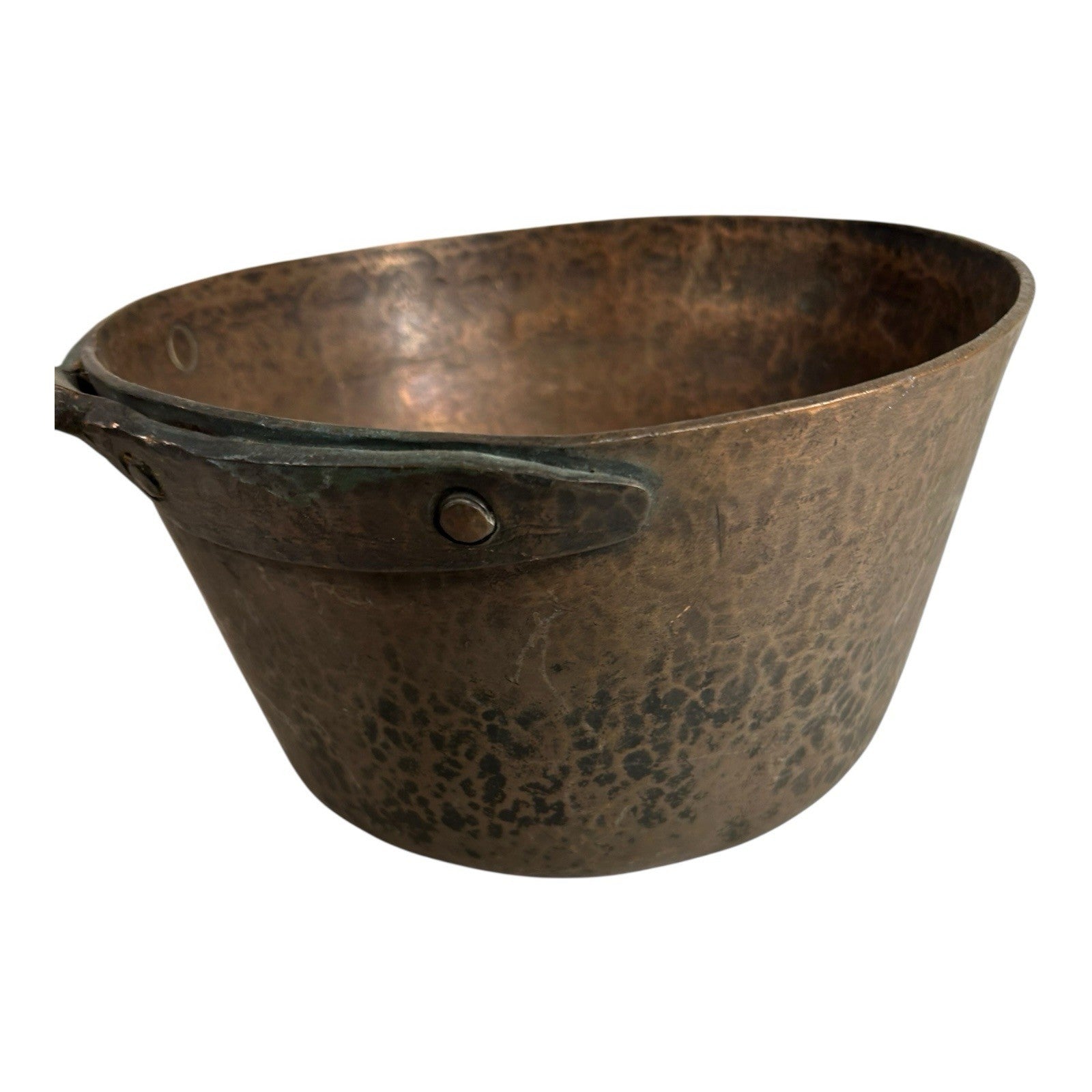 Antique Heavy French Copper Cooking Pot with Wood Handle