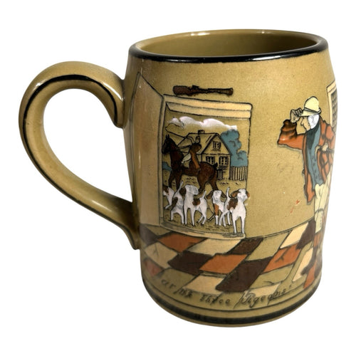 Antique Buffalo Pottery Mug Beer Stein Fallowfield Hunt At the Three Pigeons