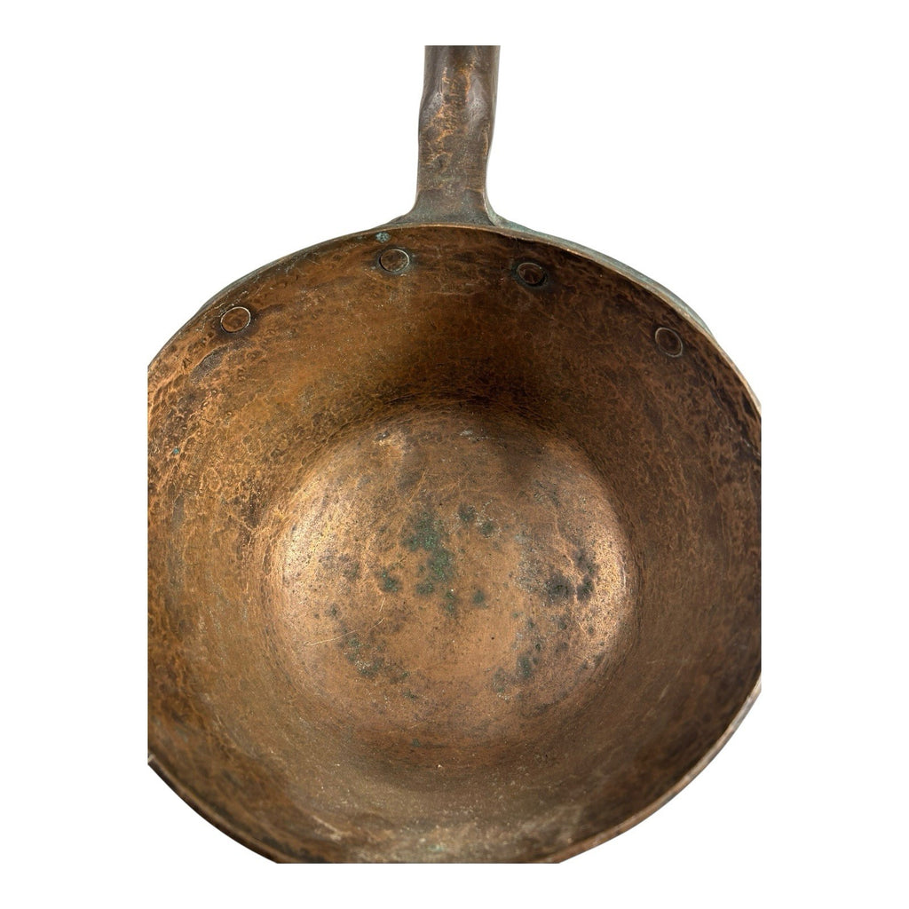 Antique Heavy French Copper Cooking Pot with Wood Handle
