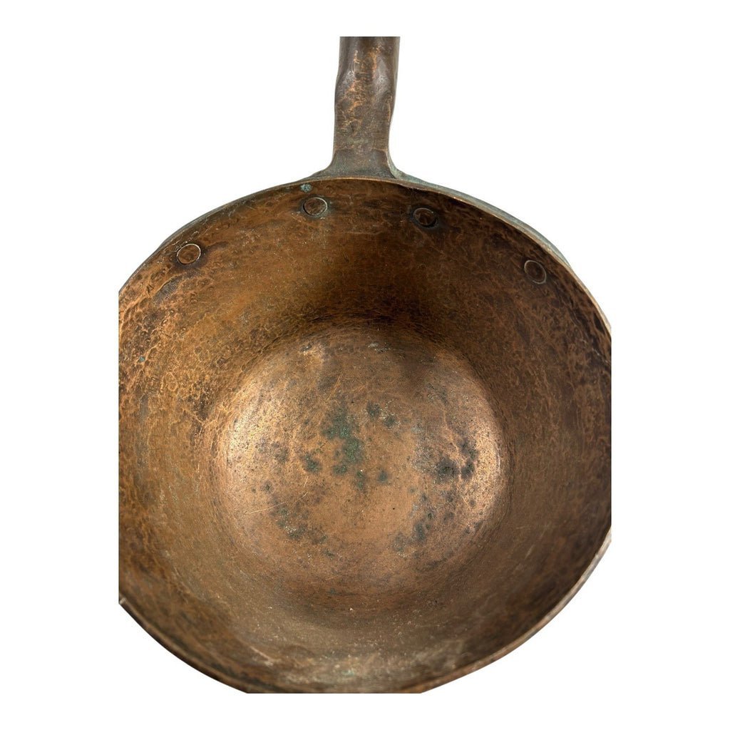 Antique Heavy French Copper Cooking Pot with Wood Handle