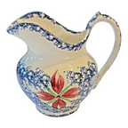 Antique Staffordshire Blue Spatterware Spongeware Creamer - Floral Design