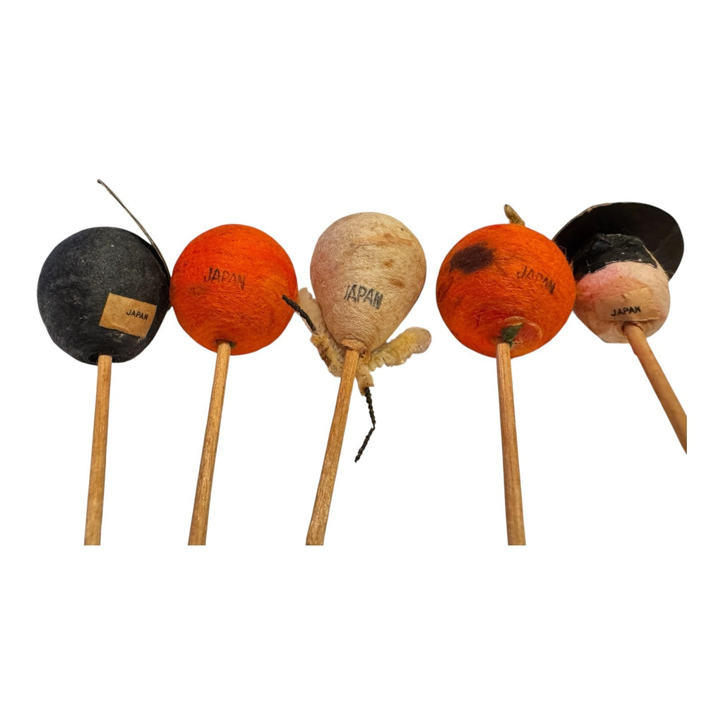 Vintage Japan Spun Cotton Halloween Cupcake Picks (Set of 8)