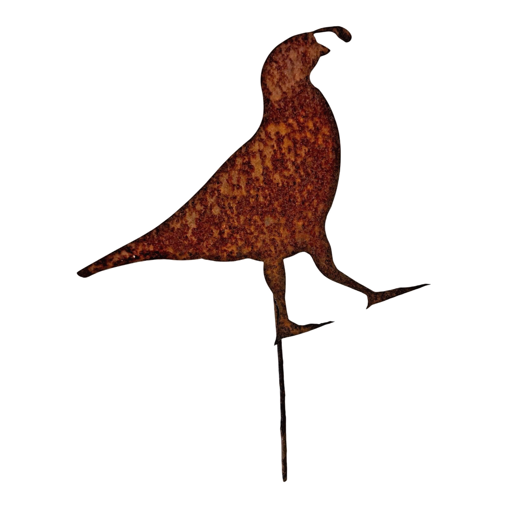 Antique Rustic Folk Art Metal Quail Bird Garden Stake Yard Art Decor