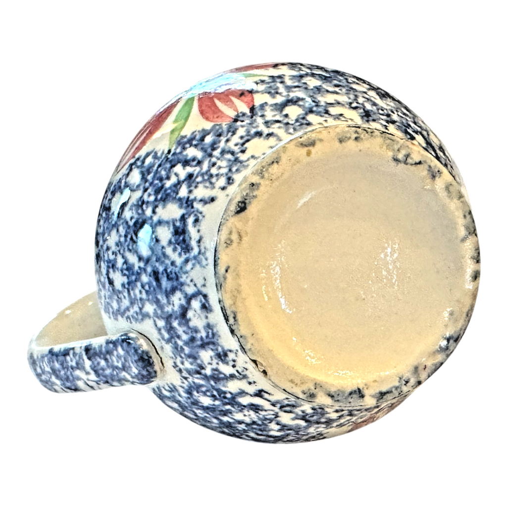 Antique Staffordshire Blue Spatterware Spongeware Creamer - Floral Design