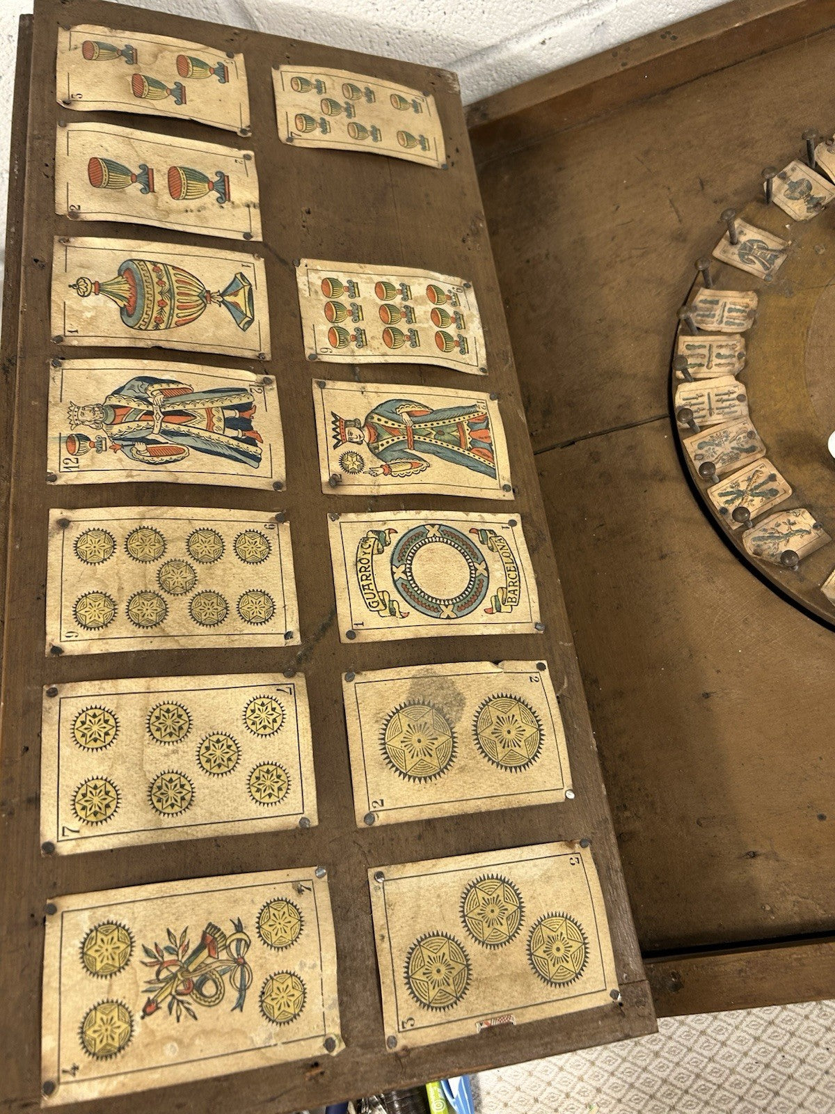 Antique Spinning Wheel Tarot Card Reading Set with Wood Case - Baraja