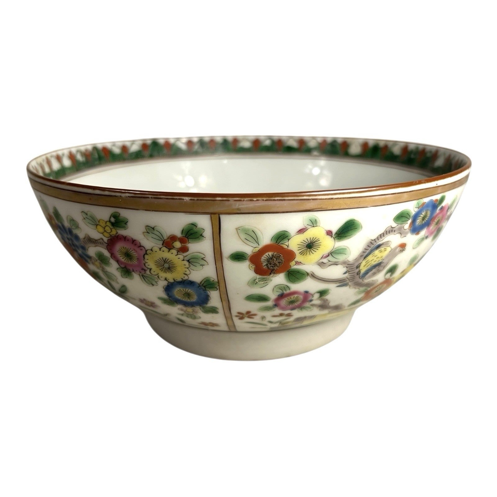 Antique Chinese Export Famille Rose Flower and Birds Bowl