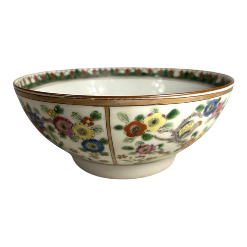 Antique Chinese Export Famille Rose Flower and Birds Bowl