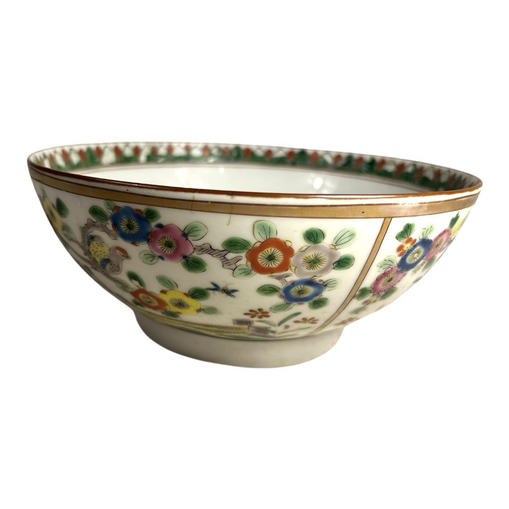 Antique Chinese Export Famille Rose Flower and Birds Bowl