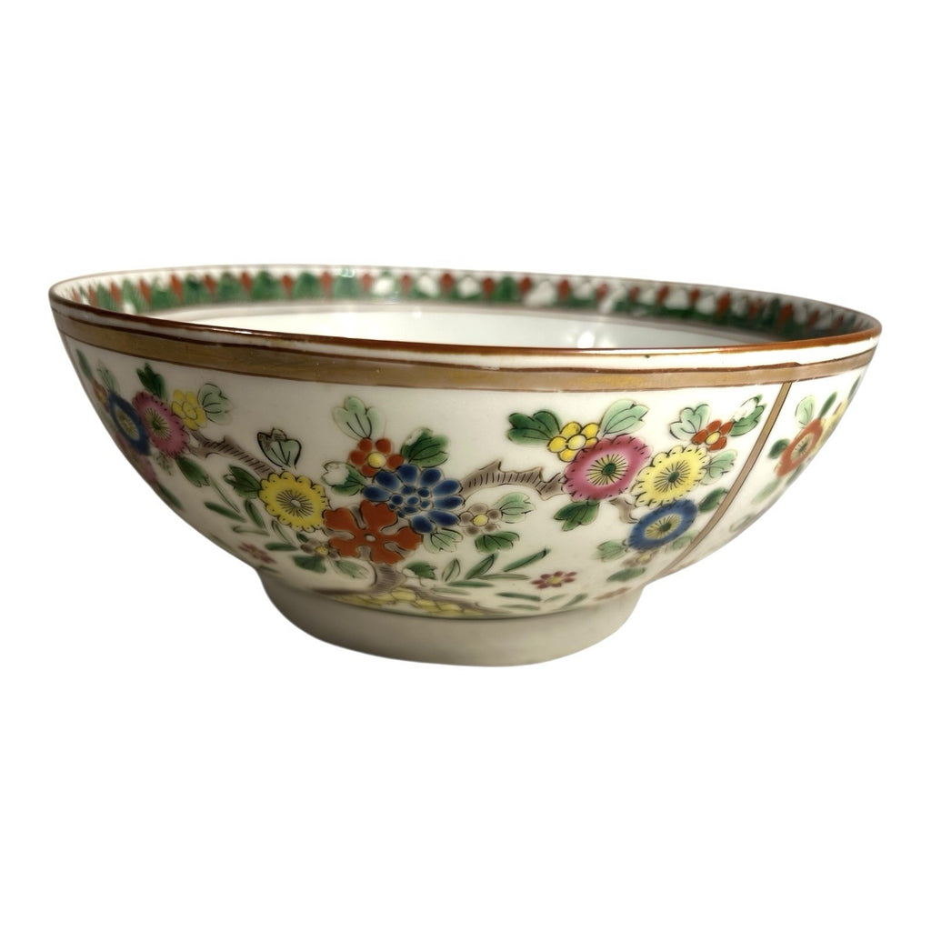 Antique Chinese Export Famille Rose Flower and Birds Bowl