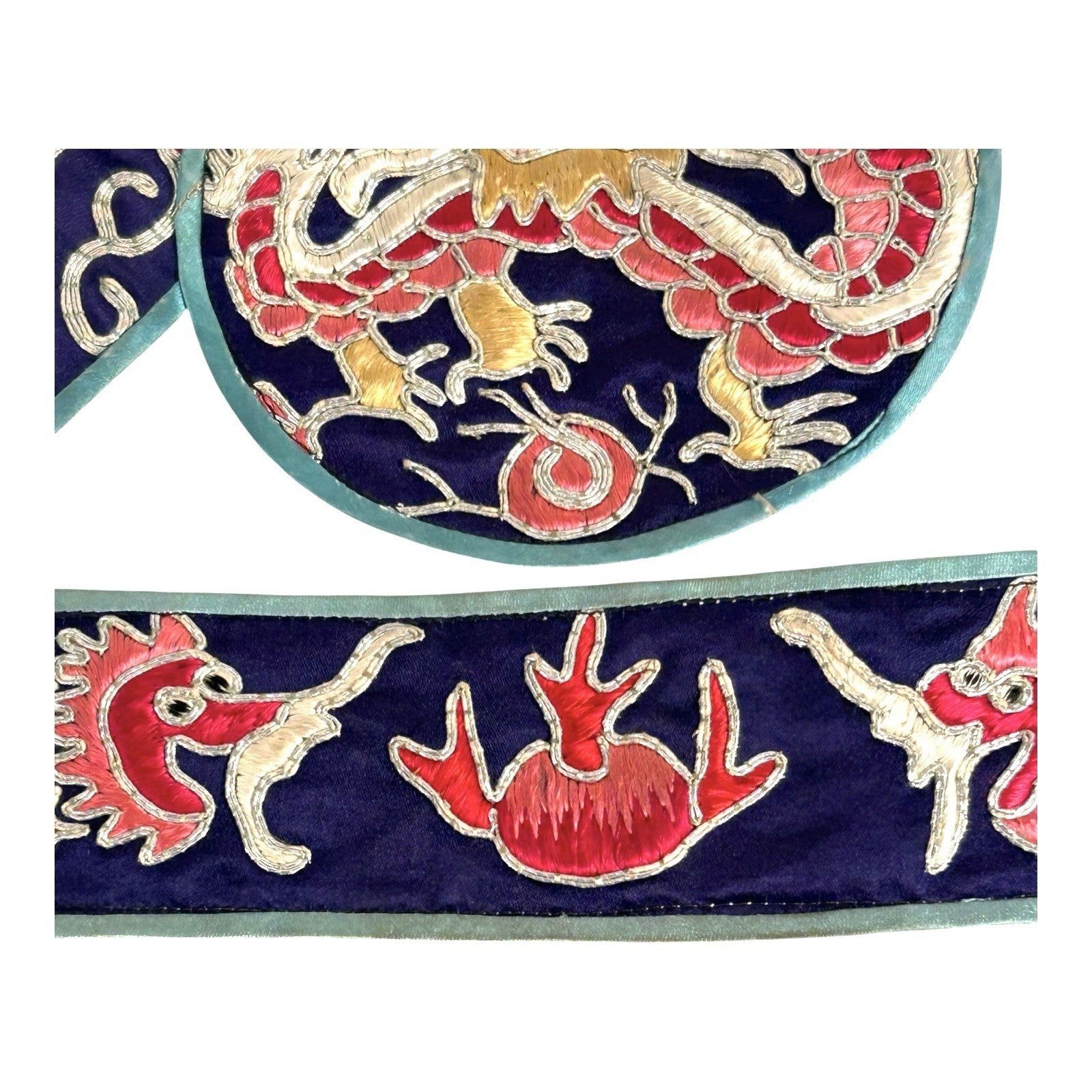 Antique Chinese Hand Embroidered Qing Dynasty Silk Dragon Themed Child's Robe