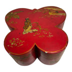 Antique Chinese Butterfly Shape Wedding Dowry Wood Box
