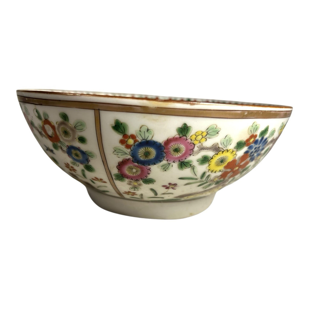 Antique Chinese Export Famille Rose Flower and Birds Bowl