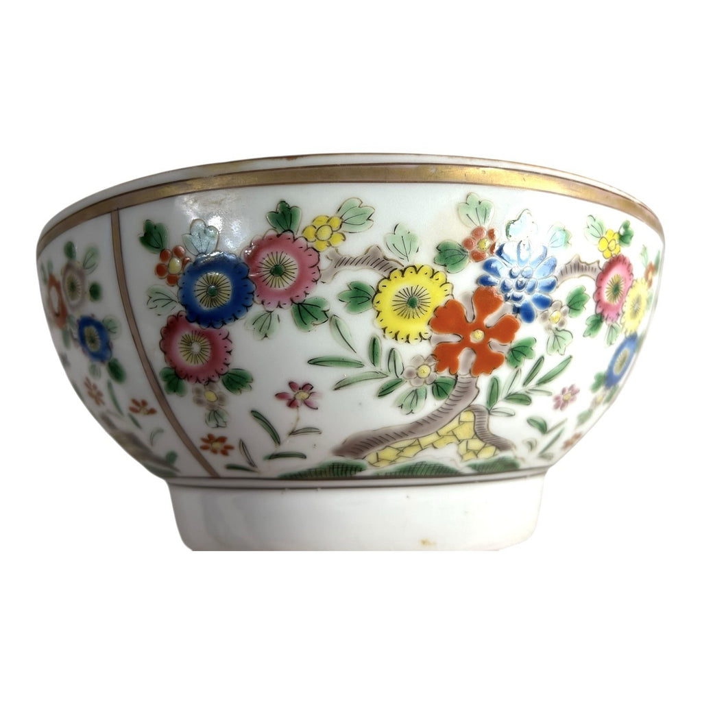 Antique Chinese Export Famille Rose Flower and Birds Bowl