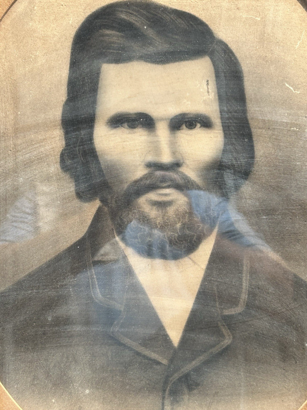 Antique Framed Folk Art Portrait of Wellington Conaway 1848