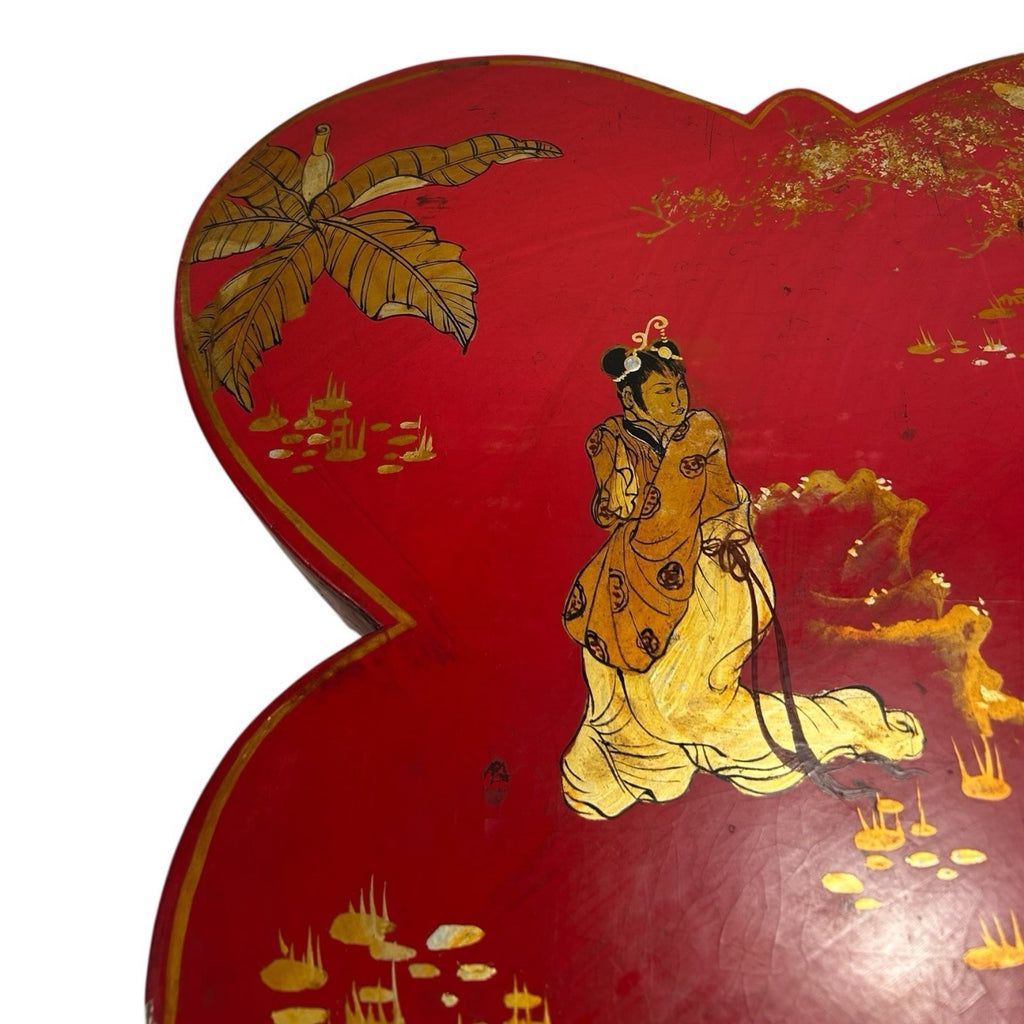 Antique Chinese Butterfly Shape Wedding Dowry Wood Box