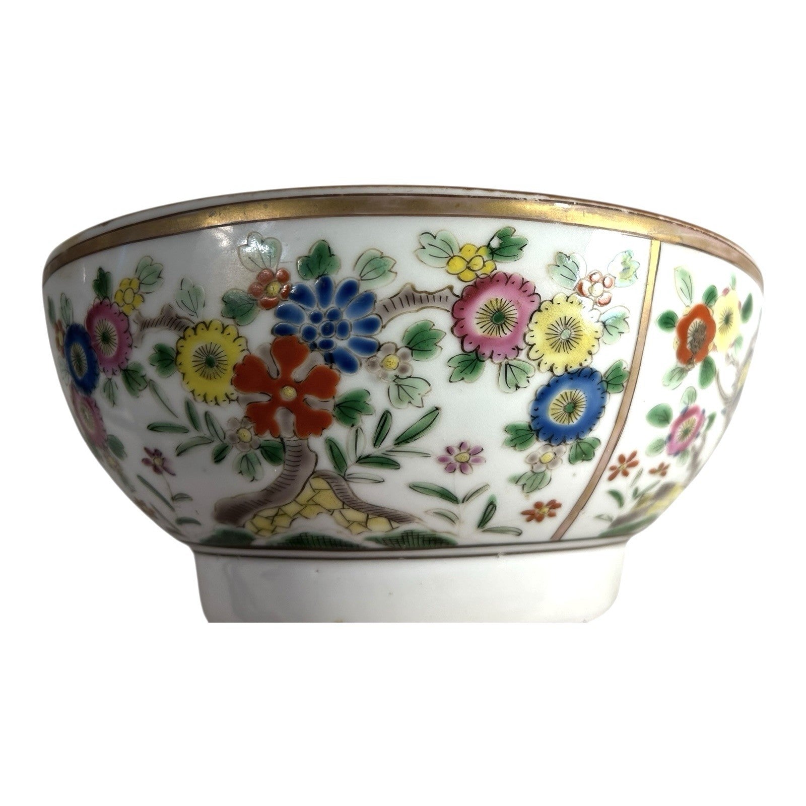 Antique Chinese Export Famille Rose Flower and Birds Bowl