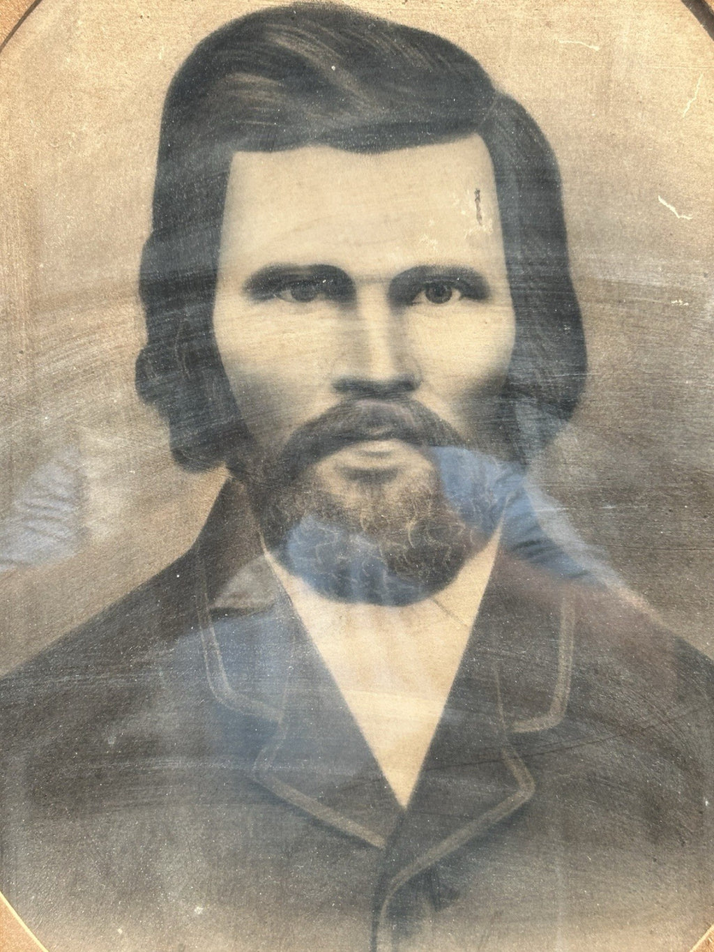 Antique Framed Folk Art Portrait of Wellington Conaway 1848