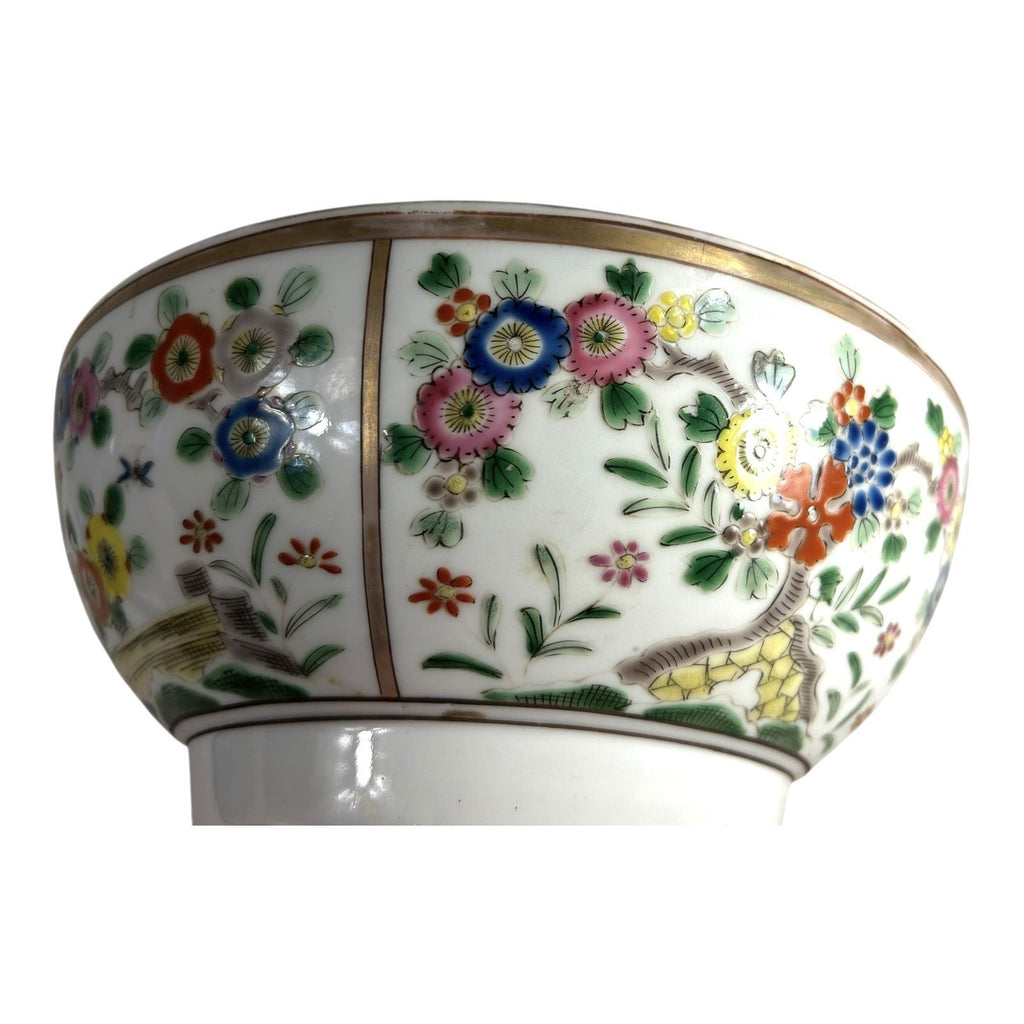Antique Chinese Export Famille Rose Flower and Birds Bowl