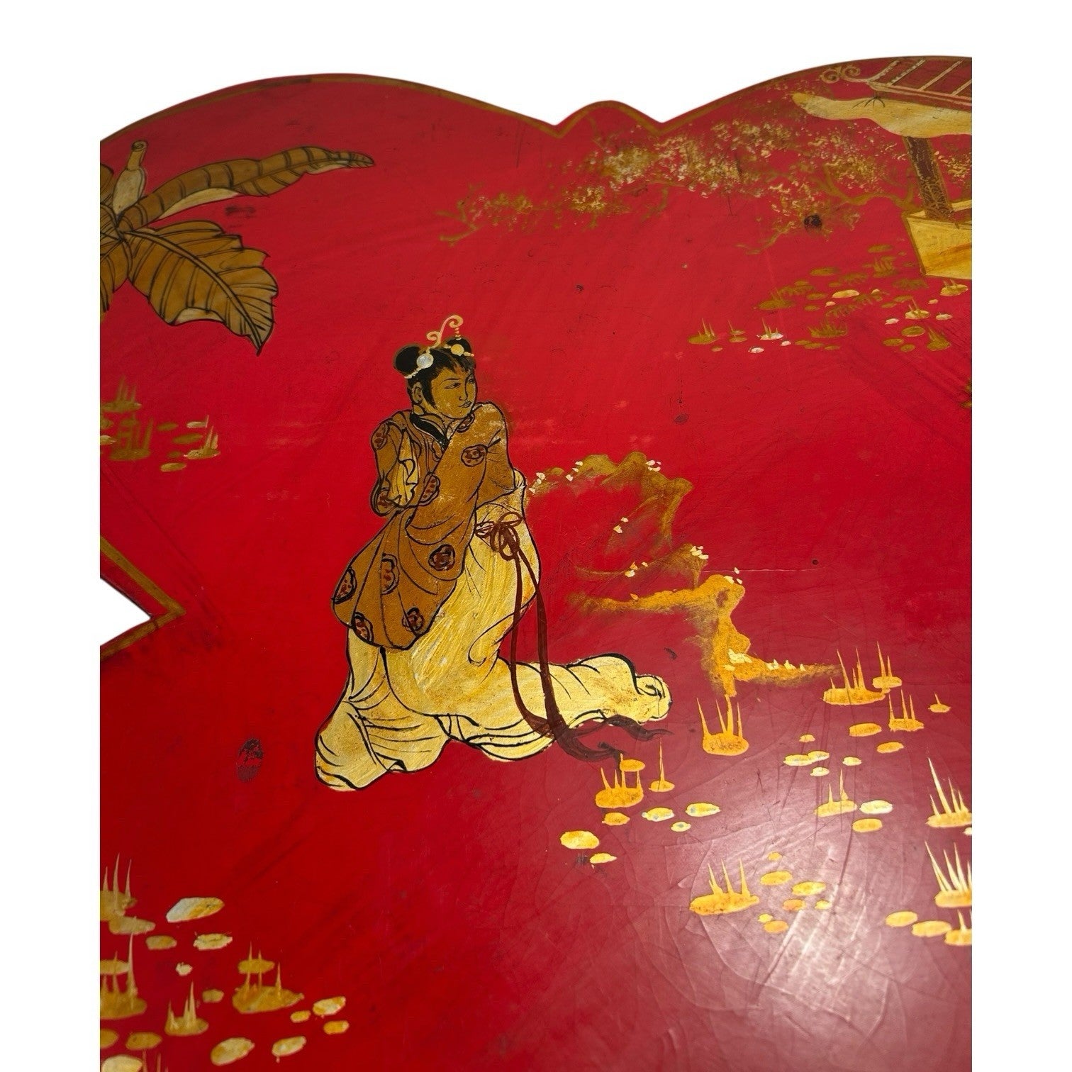 Antique Chinese Butterfly Shape Wedding Dowry Wood Box
