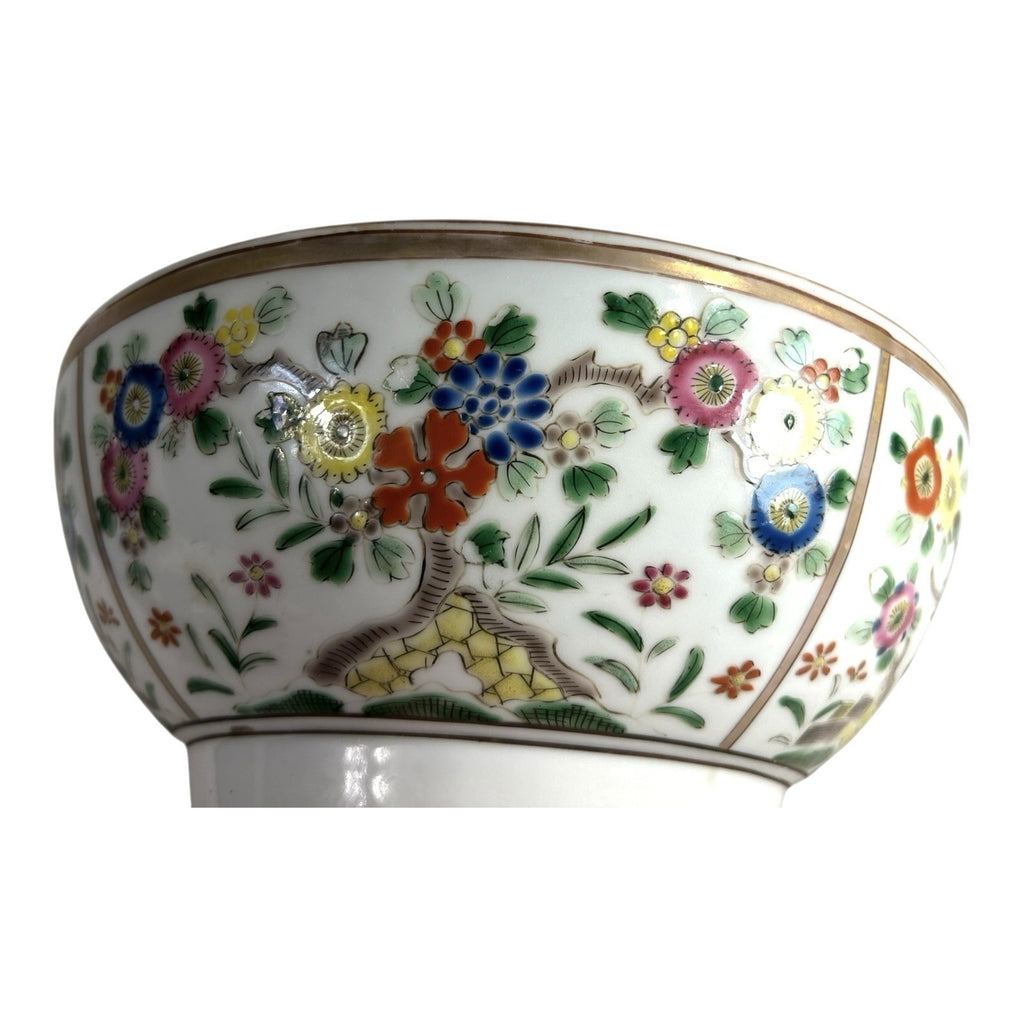 Antique Chinese Export Famille Rose Flower and Birds Bowl