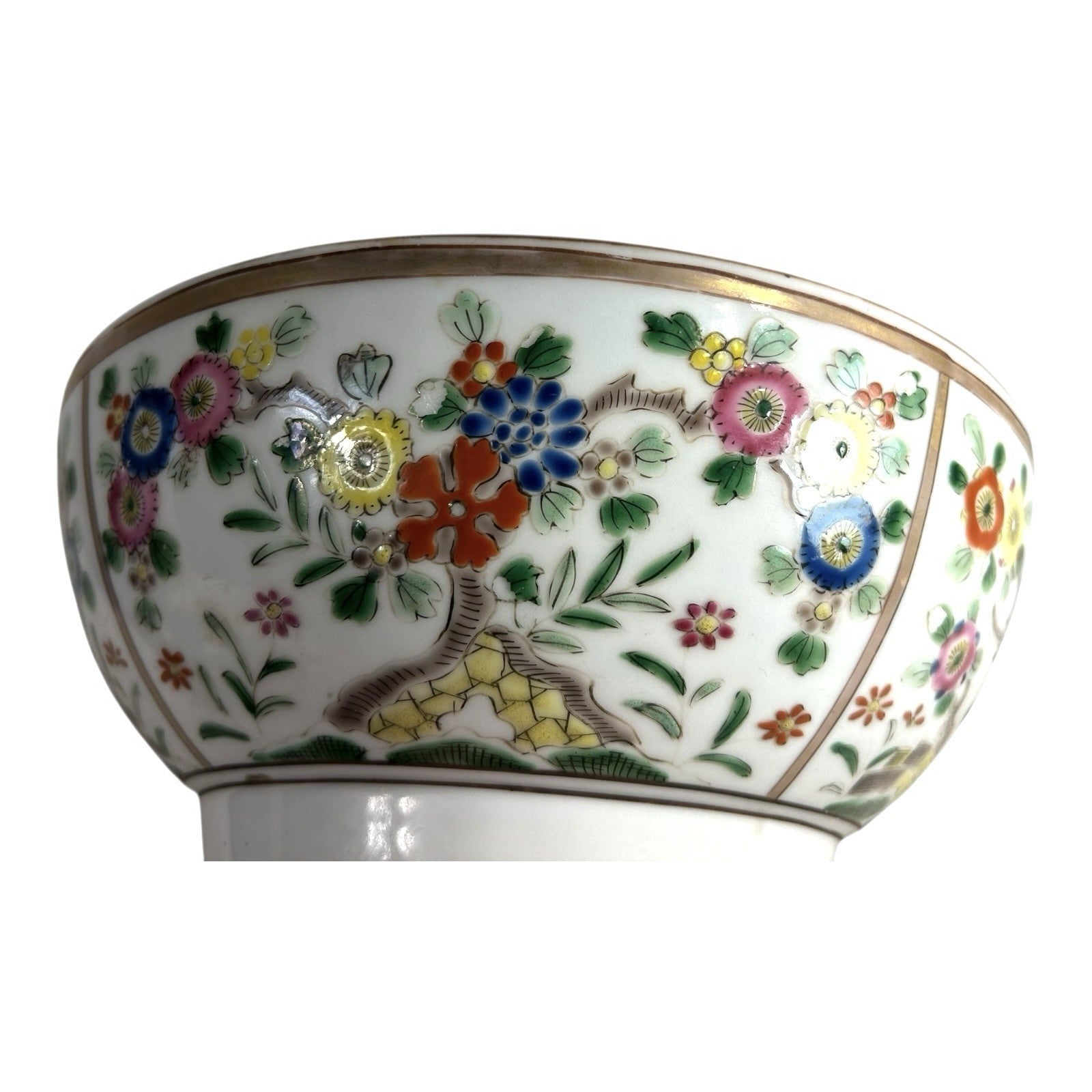 Antique Chinese Export Famille Rose Flower and Birds Bowl
