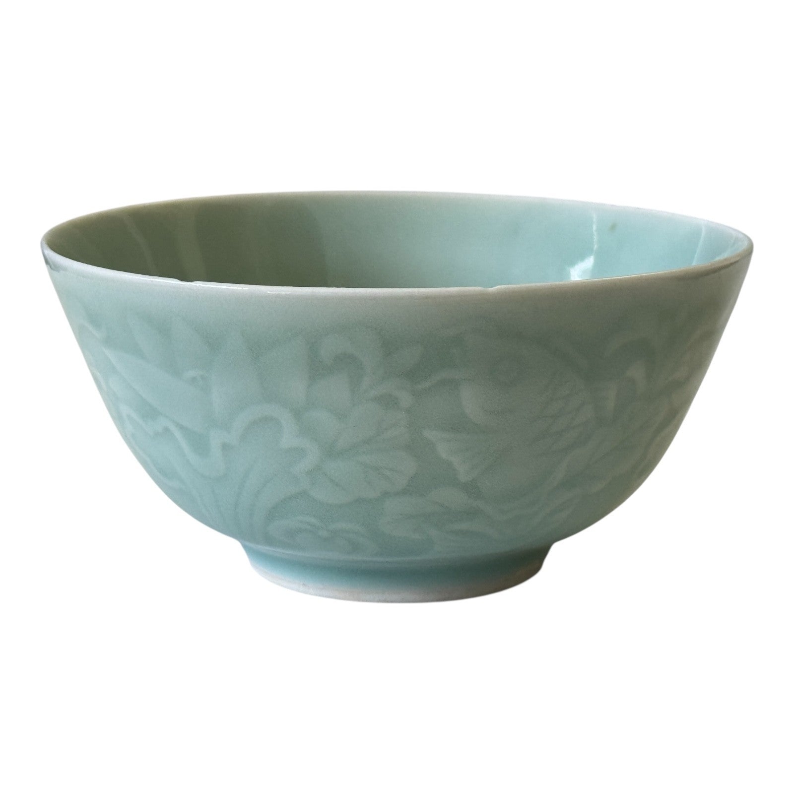 Vintage Celadon Porcelain Bowl, Koi Fish & Lotus Design - Martha Stewart Owned