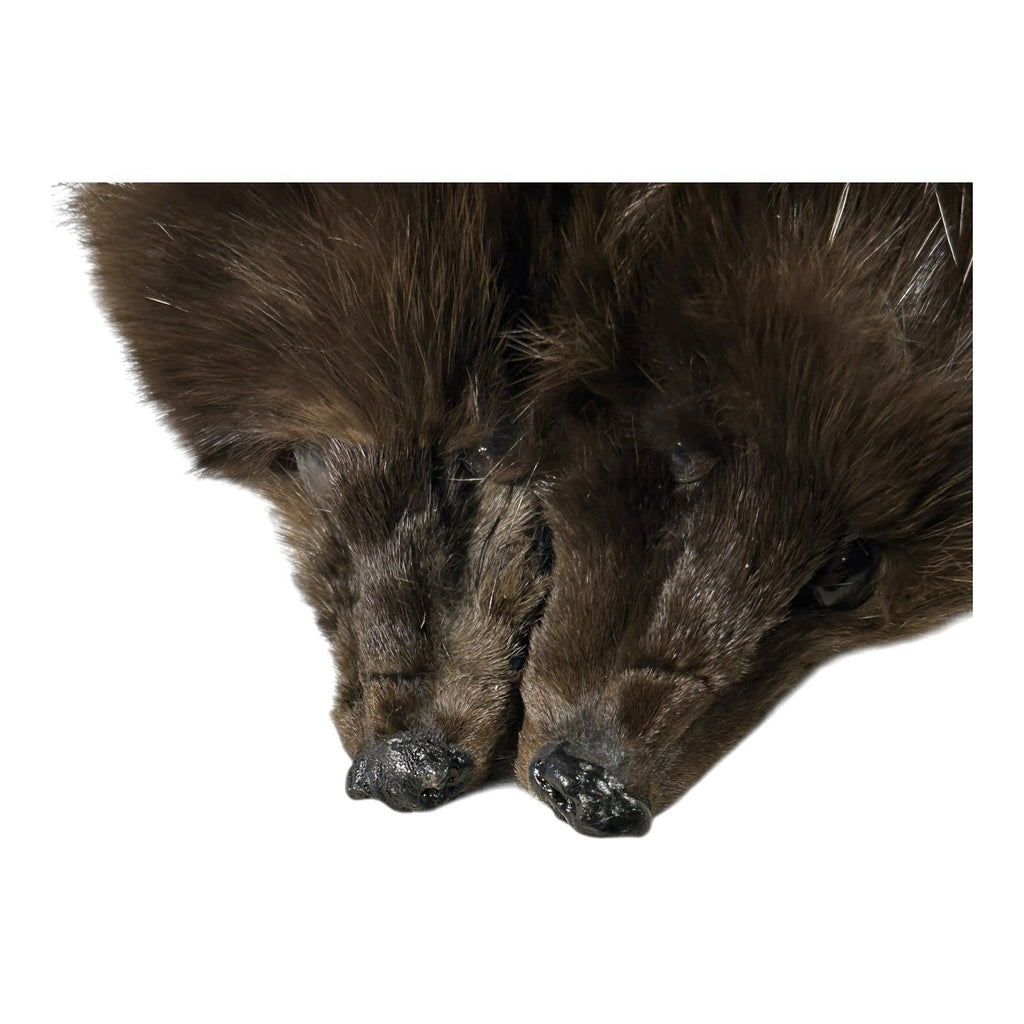 Vintage 1930's Full Mink Fur 2 Pelt Stole Scarf with Heads, Tails & Feet