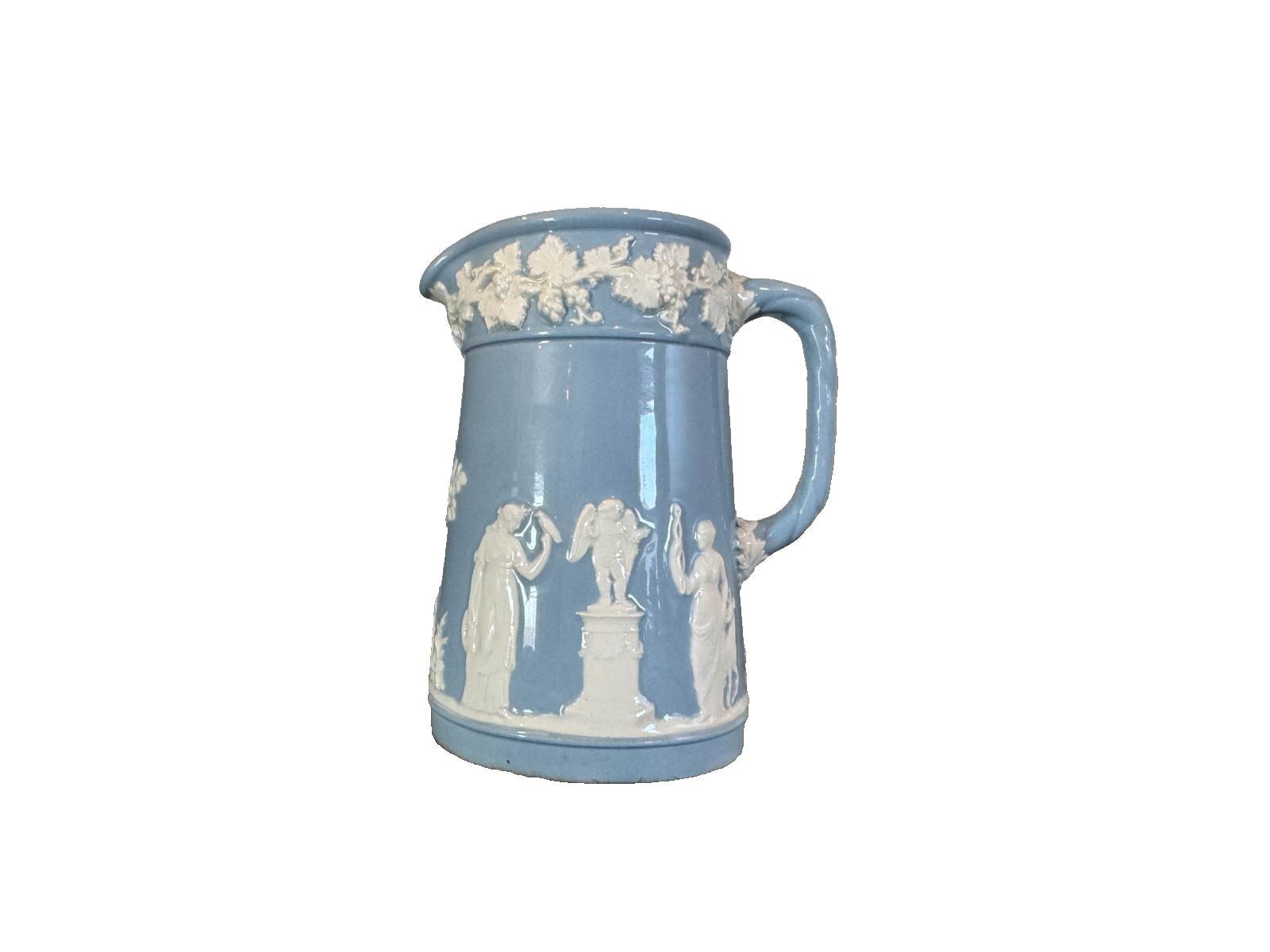 Antique Wedgwood Blue Jasperware Pottery Pitchers – Set of 2